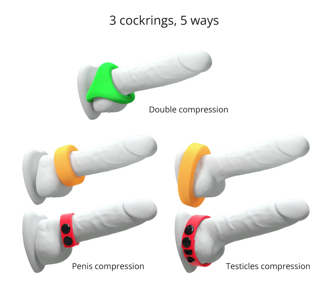 Neon Ring Kit – 3 Cockrings, 5 Ways to Play and Stay Harder